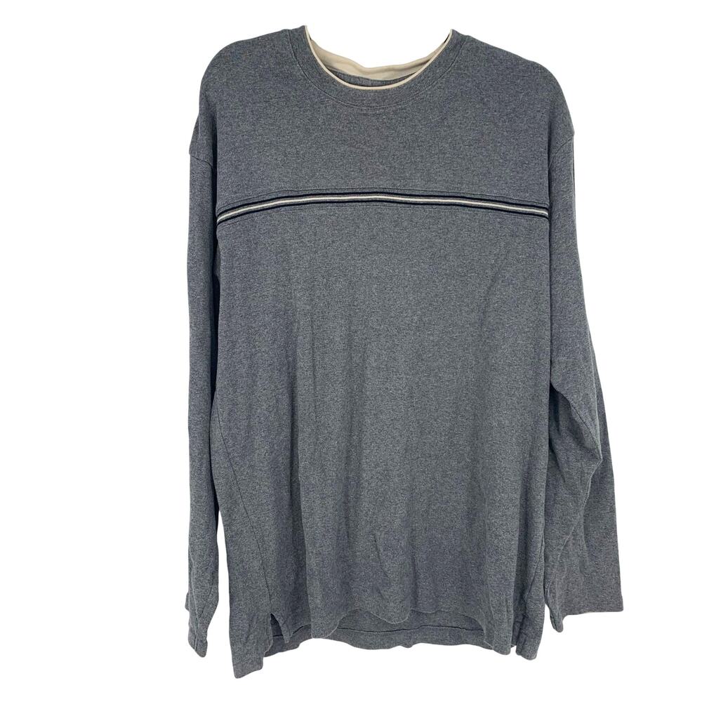 Van Heusen Men's Vintage Y2K Gray Thin Stripe Long Sleeve Size Small